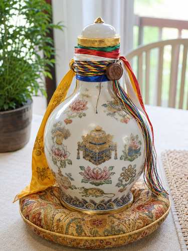 White Dzambhala Wealth Vase 财神聚宝瓶